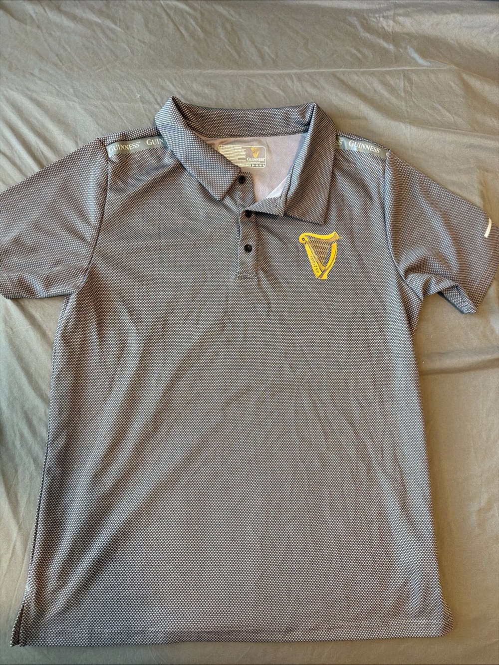 Guinness Grey Polo with Yellow Harp Chest Emblem